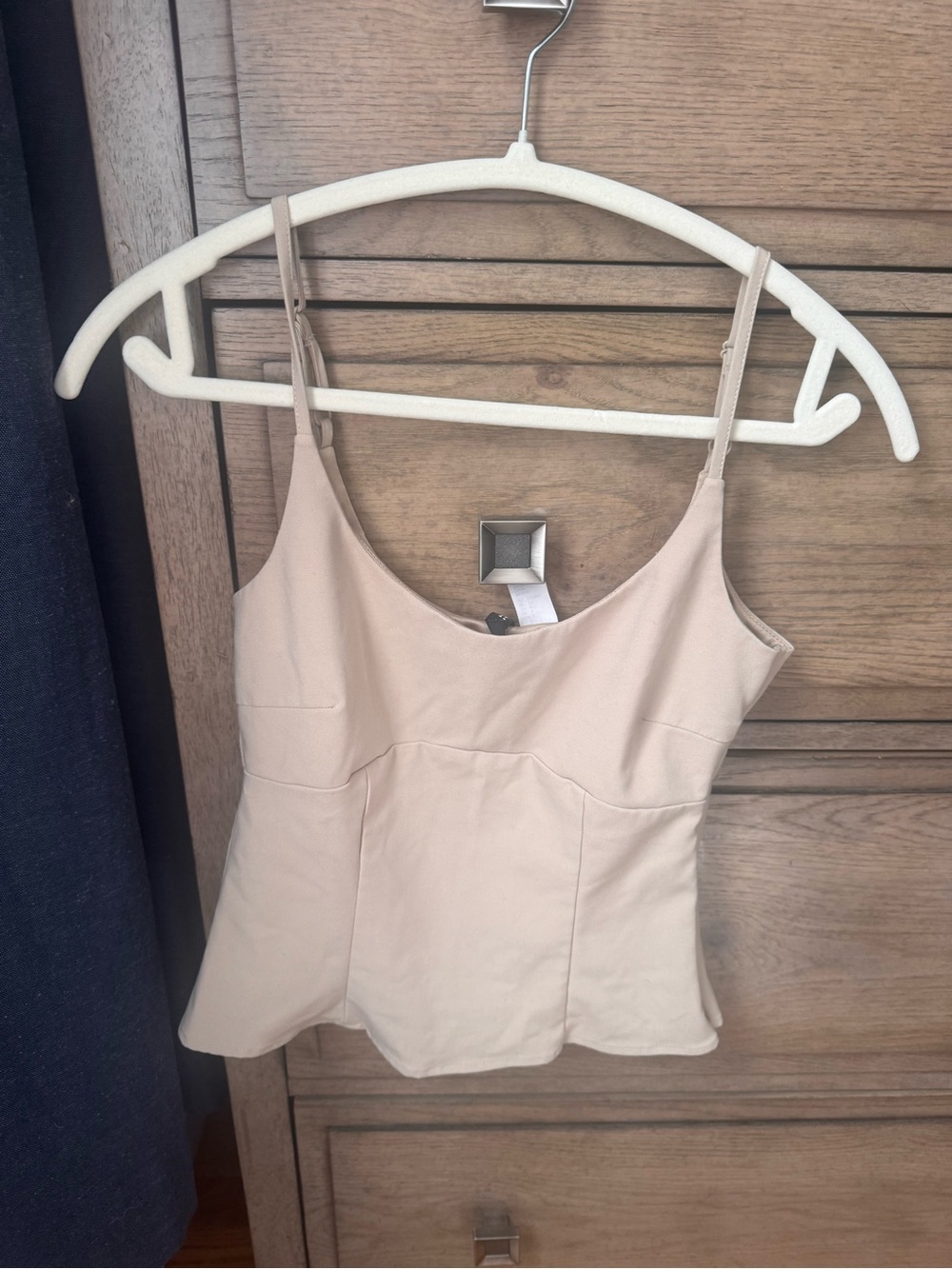 Women's Beige Peplum Camisole Top - Classic Tank